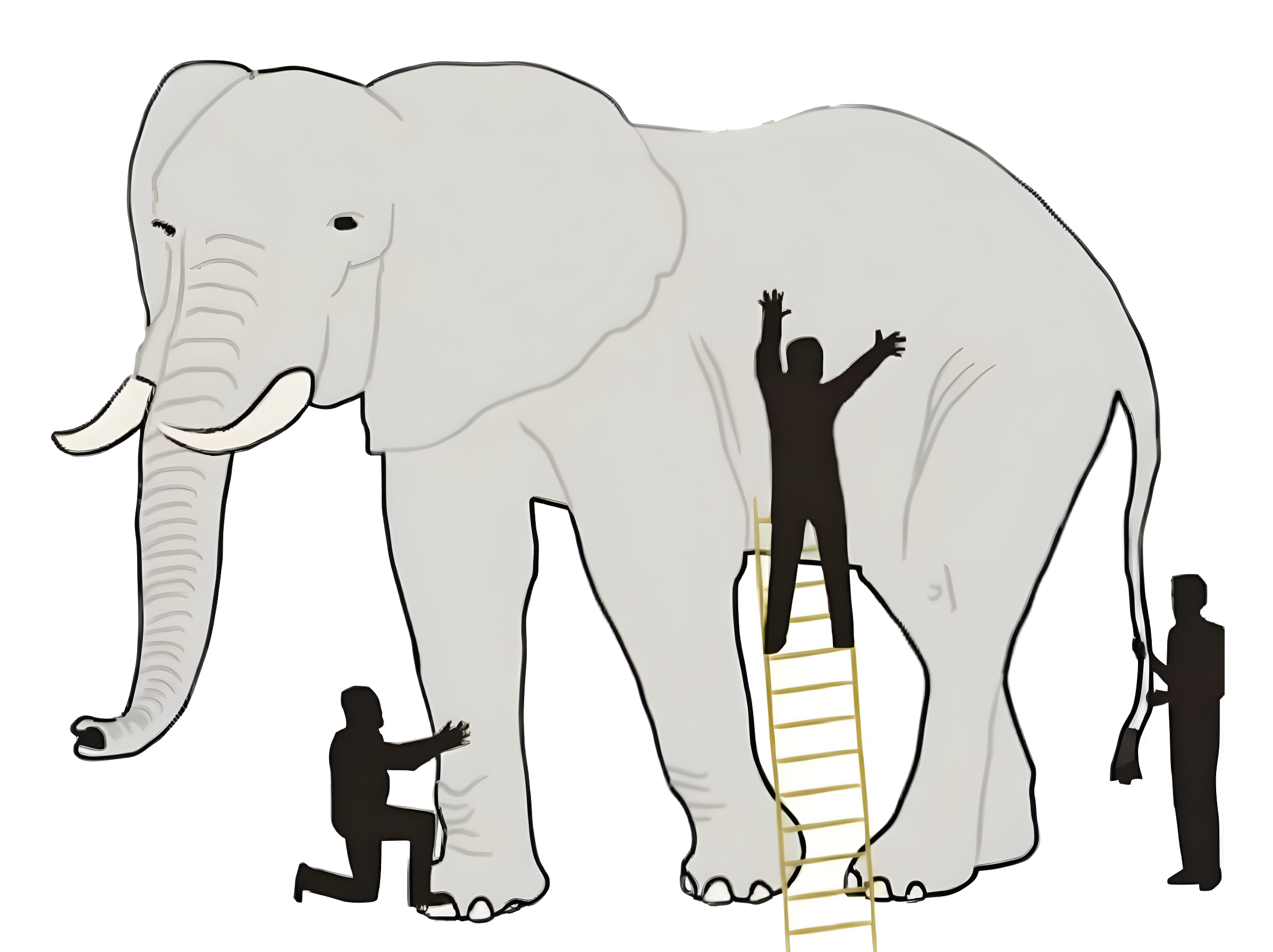 a drawing of an elephant and some blind men
